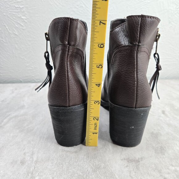 Aerosoles Ankle Zip Booties 9.5 Dark Brown Dressy Comfort Block Heel Moto Boots - Picture 4 of 12